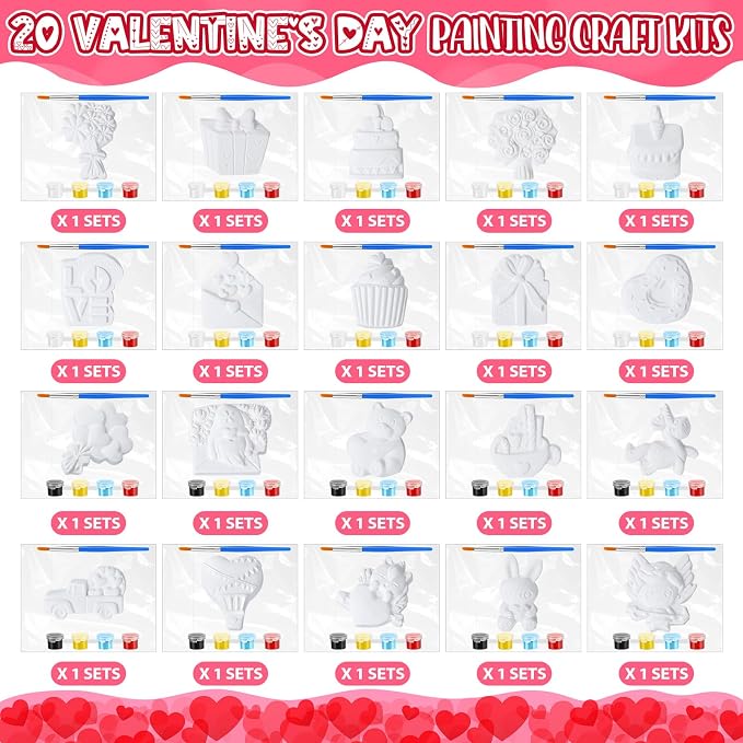 JellyArch 20 Set Heart DIY Painting Kit Ceramic to Paint Your Own Heart Bear - Image 2
