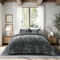 EVERGRACE Velvet Quilt Set King Size, Luxurious Soft Striped Channel Bedding Set by EverGrace