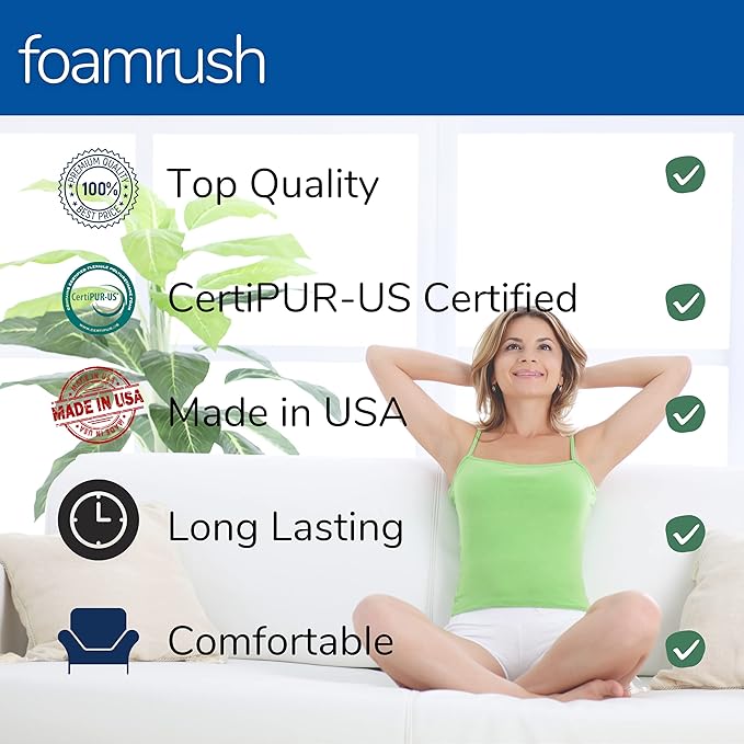 FoamRush 11"x 36" x 36" Charcoal Square Foam, Seat Cushion Replacement - Image 4