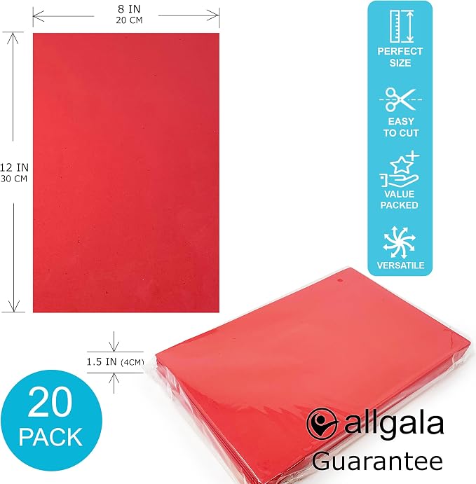 Allgala 20-Value-Pack EVA Foam Paper 8x12 Inch Sheets-Red-CF85303 - Image 2