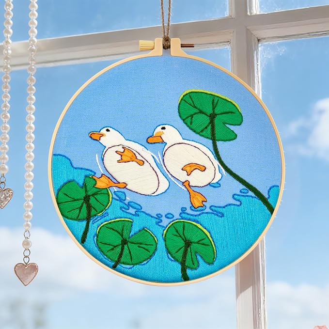 Duck Hand Embroidery Kits for Beginners Adults, Animal DIY Embroidery Starter by Unknown