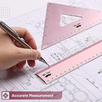 Mr. Pen- Metal Geometry Kit, 4 Pack, 45° & 30°/60° Set Squares | 6" Protractor - Image 5