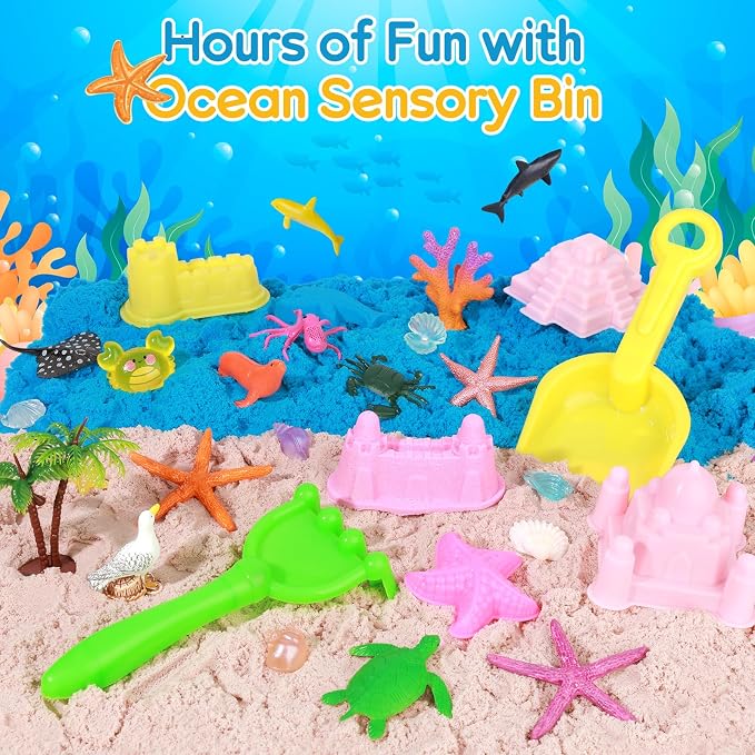 Mikiwon Ocean Sensory Bin, Sandbox Play Sand Art Kit - Image 5
