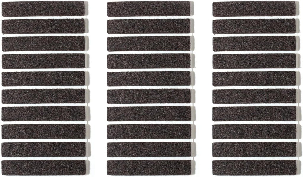 Furnigear Felt Strips with Adhesive Backing for Furniture - Felt Furniture Pads for Hardwood Floors, Furniture Chair Feet Felt Pads, Furniture Floor Protector Sliders 30 Pcs 3 x 1/2" Rectangular Brown