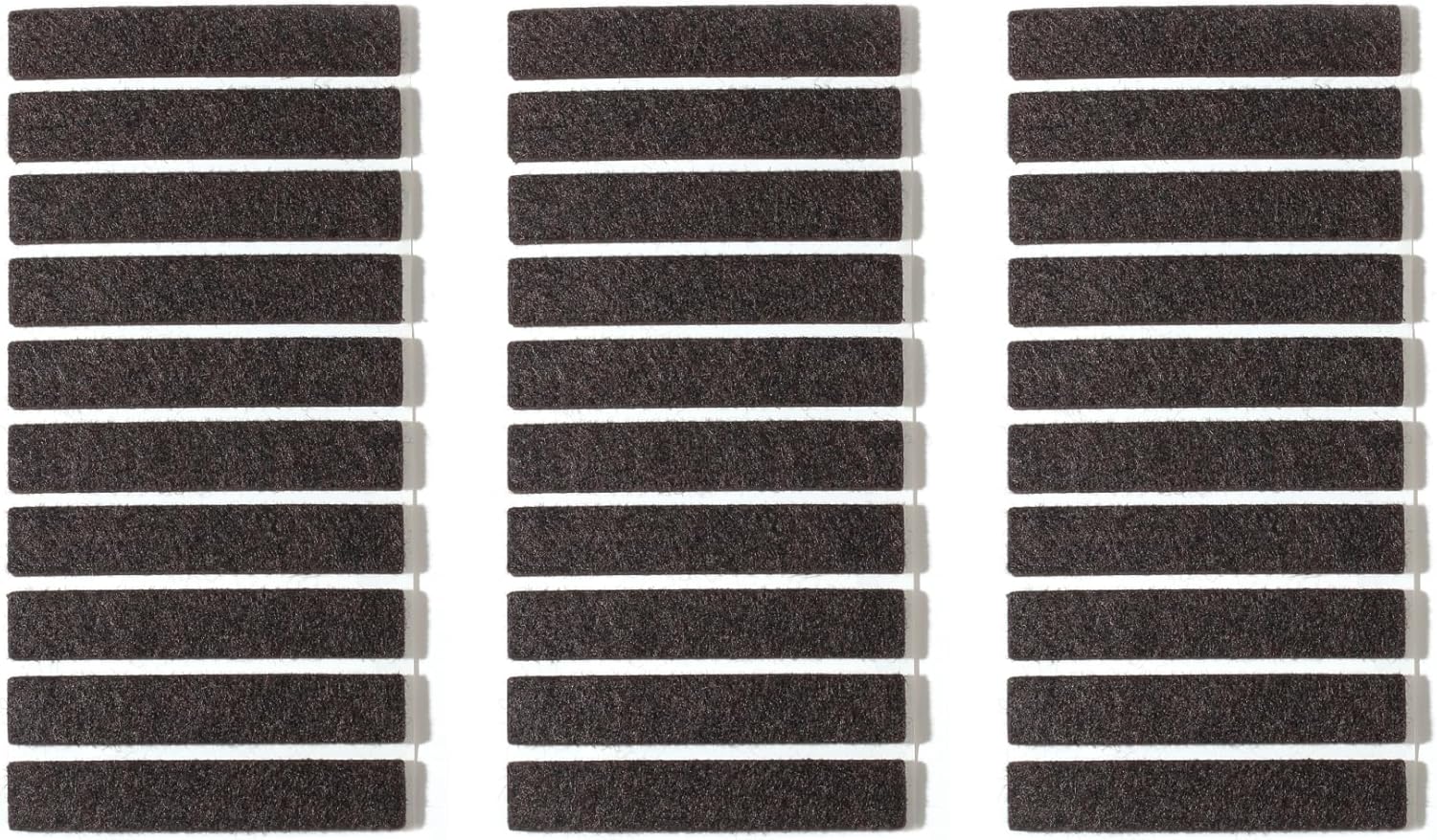 Furnigear Felt Strips with Adhesive Backing for Furniture - Felt Furniture Pads for Hardwood Floors, Furniture Chair Feet Felt Pads, Furniture Floor Protector Sliders 30 Pcs 3 x 1/2" Rectangular Brown