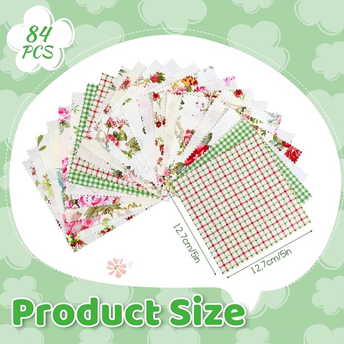 84 Pcs Charm Packs for Quilting 5 inch, Pre-Cut Vintage Floral Print Cotton - Image 2