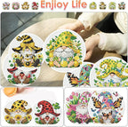 ijbnhd 8 PCS Diamond Art Coasters Gnomes Diamond Painting Coasters | Diamond - Image 2