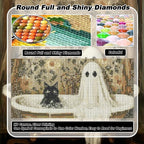 VeGuude Diamond Art Kits for Adults, Full Drill Black Cat Cute Ghost Diamond - Image 4