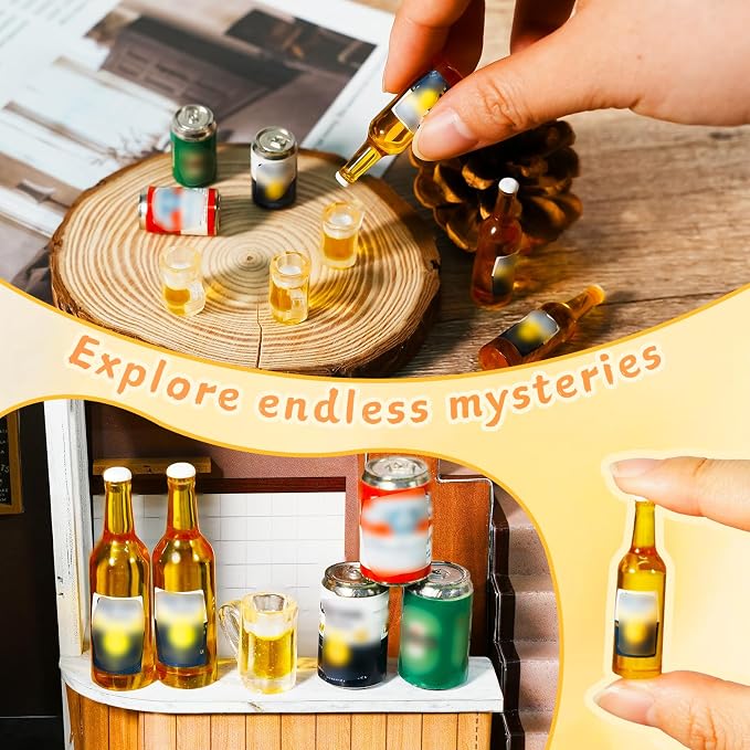 1:12 Scale 11 Pcs Miniature Beer Bottles and Beer Cans Mini House Drink - Image 4