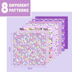 Aubliss 8pcs Fat Quarter Fabric Bundles Quilting Cotton Craft Fabric Pre-Cut - Image 2