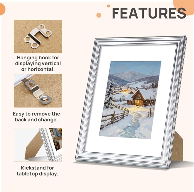 upsimples 8.5 by 11 Picture Frame, Vintage Frames Decor, Wall or Tabletop - Image 5
