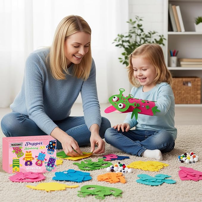 WATINC 6Pcs Hand Puppet Making Kit, Art Craft Felt Sock Puppet Toys, Creative - Image 5