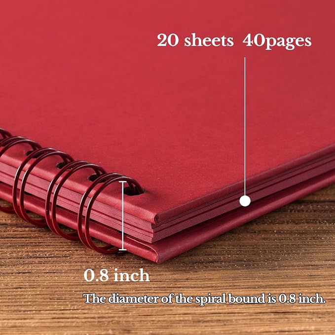 potricher 7 x 7 Inch DIY Scrapbook Album 40 Pages Hardcover Kraft Paper Scrap - Image 4