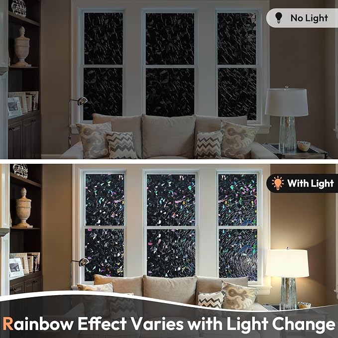 Haton Blackout Window Film, Stained Glass Sun Light Blocking Privacy Tint Shades - Image 7