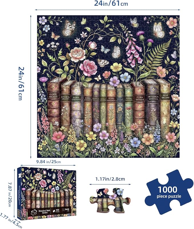 Botanical Book Garden Puzzles for Adults 1000 Pieces, Recycled Paper | - Image 5