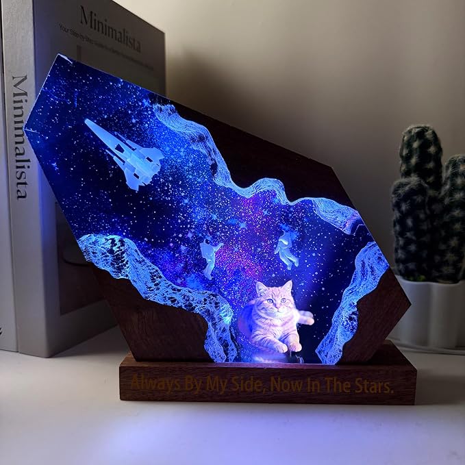Custom Dog Memorial Gifts, Personalized Space Resin Lamp - Image 9