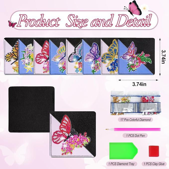 WIVICO 8Pcs Diamond Painting Bookmarks, Diamond Pearl Art Kits - Image 5