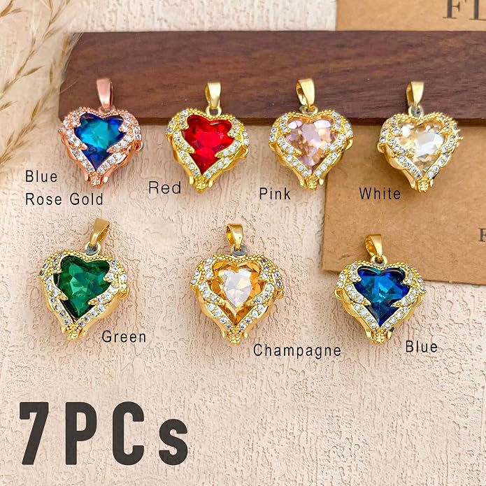 7Pcs Exquisite CZ Charms for Jewelry Making, Cubic Zirconia Gemstone, Prong - Image 4