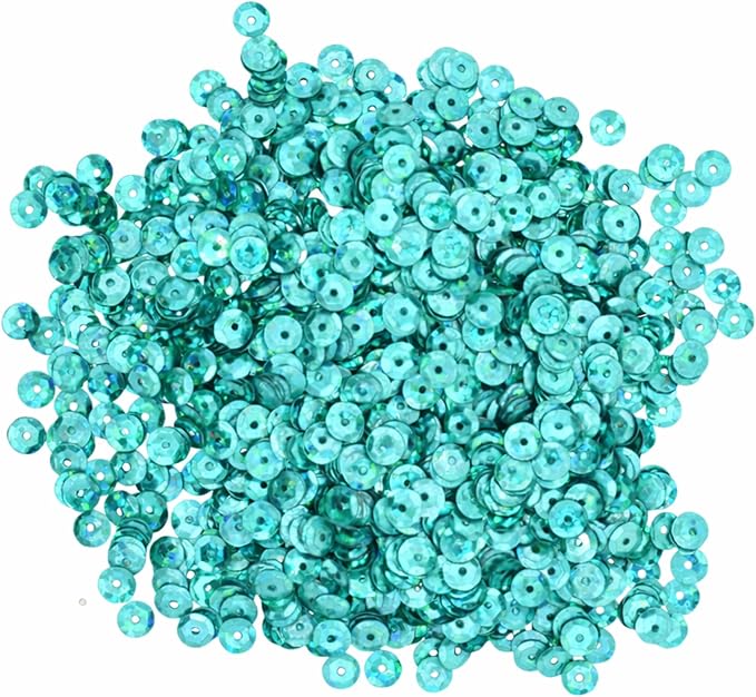 Mandala Crafts 6mm Cup Holographic Peacock Green Sewing Embroidery Sequins | - Image 2