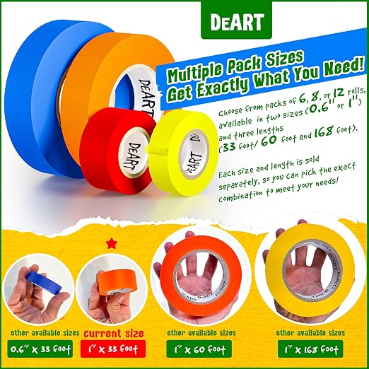 DEART Colored Masking Tape 12 Pack 1 inch Color Painters Tape - Image 2