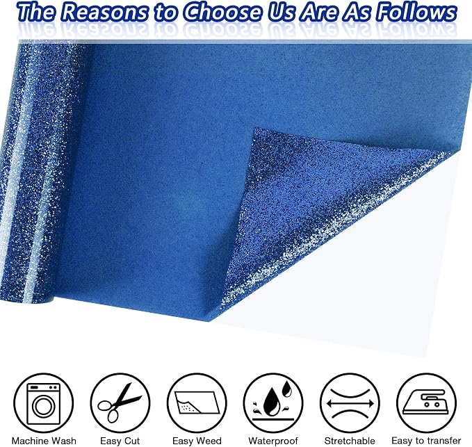 ​TORC Blue Glitter HTV Blue Heat Transfer Vinyl HTV Rolls - Image 2