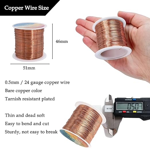 328 Feet Tarnish Resistant Copper Wires 24 Gauge/0.5mm Jewelry Craft Wires - Image 2