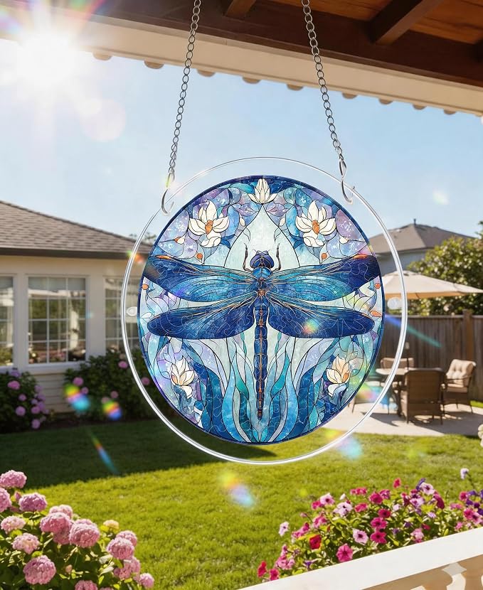 Acrylic Puzzle Suncatcher, Lotus Pond Dragonfly Sun Catcher - Image 2
