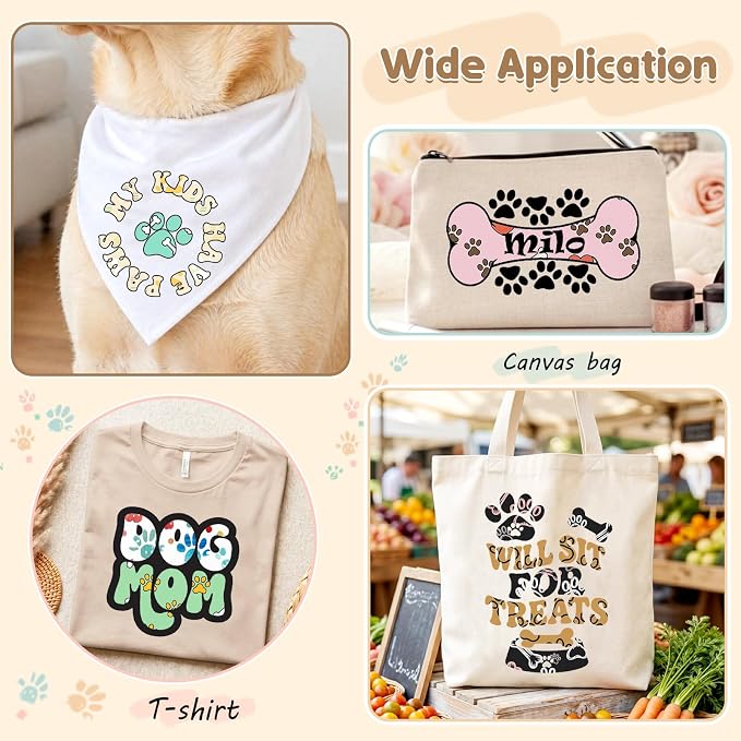 HTVSTD Dog Paw HTV Heat Transfer Vinyl 10Sheets 12×10in Iron on Vinyl | Cartoon - Image 6