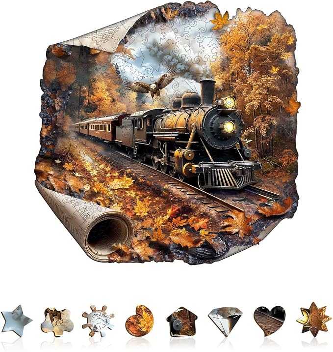 Autumn Train Puzzles Adults Gifts by Jollitot