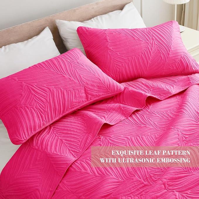 Exclusivo Mezcla Queen Quilt Bedding Set, Lightweight Hot Pink Quilts Queen - Image 3