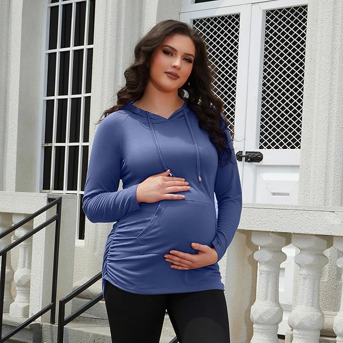 GINKANA Maternity Hoodie Long Sleeves Shirts Casual Maternity Top Pregnancy Sweatshirt Casual Clothes