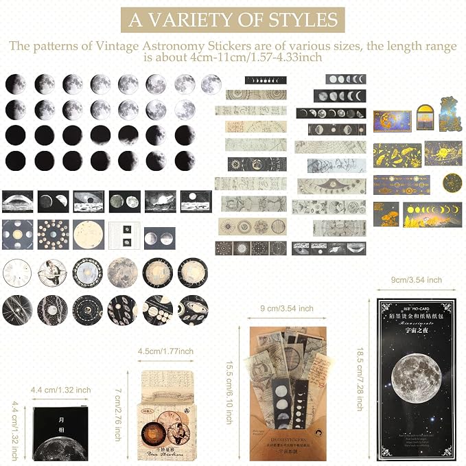 Marspark 191 Pieces Vintage Astronomy Stickers Celestial Galaxy Planet Space - Image 2