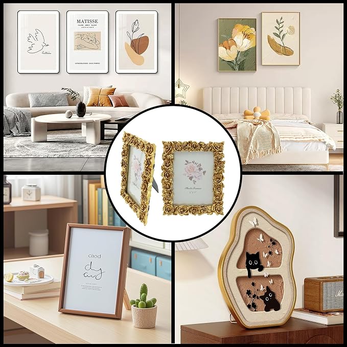 Coshar Gold Picture Frames Vintage 5x7 Inch Photo Frames | Cute Decor Frames - Image 5