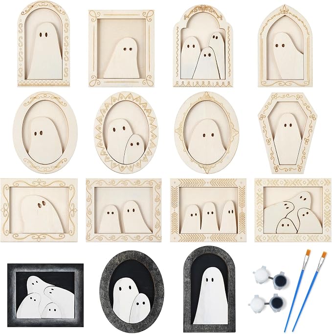 Simgoing 12 Set Wood Ghost DIY Frames Decorating Craft by Simgoing