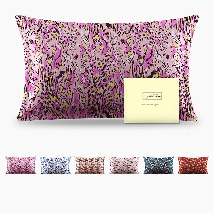 Mulberry Silk Pillowcase for Hair and Skin King Size Leopard Print Silk Pillow by Suatien