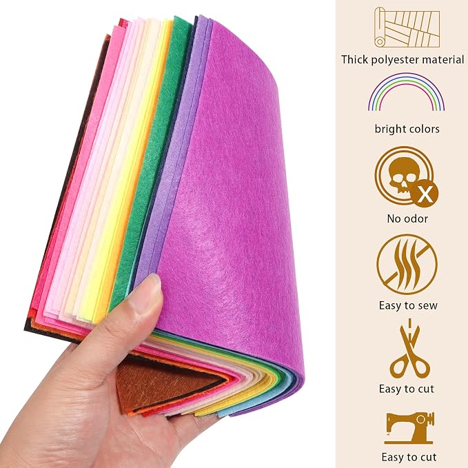 40 Pcs Stiff Felt Fabric Sheet for Crafts, 1mm Thick and 4”x 4”Blue Felt Fabric - Image 4