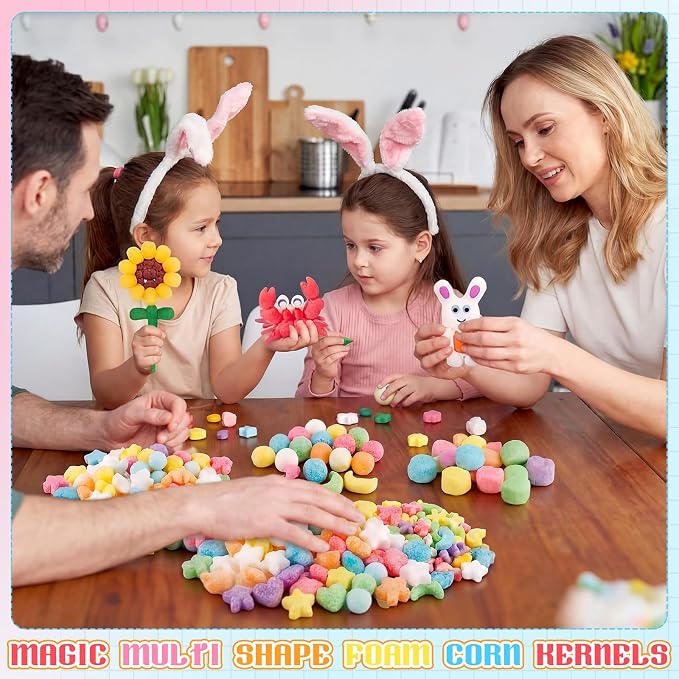 Junkin 1000 Pcs Magic Noodles Foam Crafts Puffs Corn Crafts Arts Kit Bulk Cross - Image 5