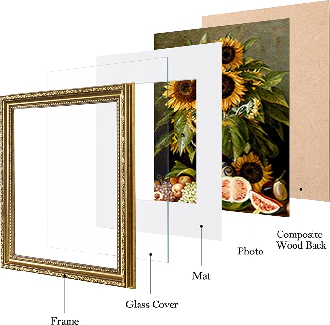 eletecpro 10x10 Vintage Picture Frame, Glass Cover, Tabletop or Wall Decor - Image 2