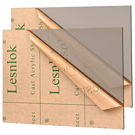 Lesnlok Gray Acrylic Sheets 1/8 inch Thick 3mm 2 Pack 16 x 20 Clear Plexiglass by Lesnlok