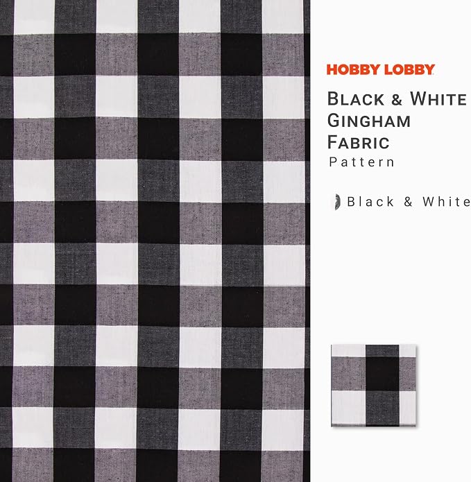 Hobby Lobby Black & White Gingham Fabric, 2 Yards | Precut Fabric - Image 2