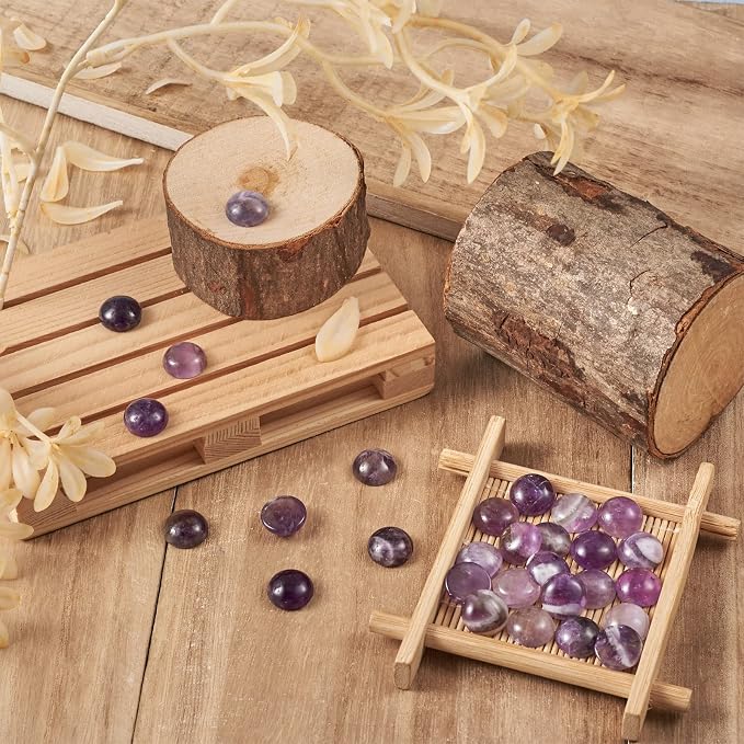 FASHEWELRY 50Pcs Natural Amethyst Cabochons Flat Back Gemstone Cabochons 12mm - Image 2