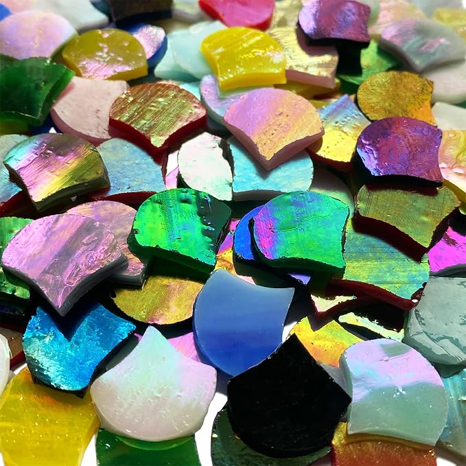 Magic Iridescent Fan Shaped Glass Mosaic Tiles - Image 2