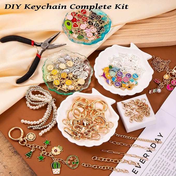Wurosi 325Pcs Charms Lip Gloss Keychain Making Kit, Including 20 Keychain Clips - Image 3