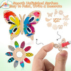 Amosfun 100PCS Wooden Cutouts for Crafts, Unfinished Wood Flowers Bird and - Image 2