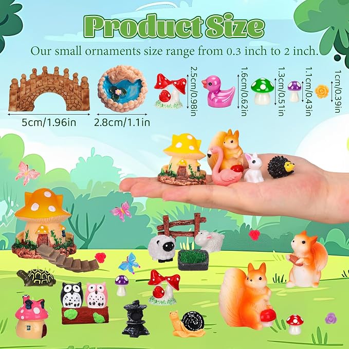 160 Pcs Fairy Garden Accessories Miniature Resin Animals Tiny Fairy House - Image 3