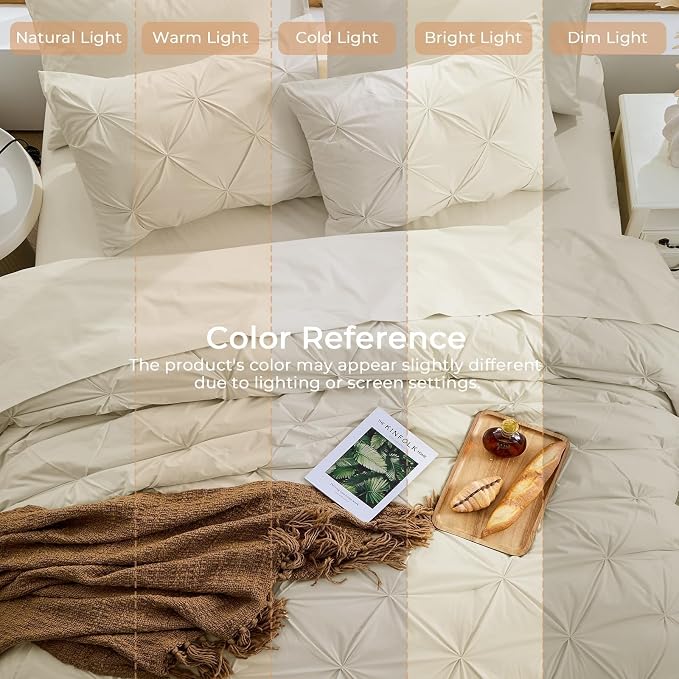 Sasttie King Size Comforter Set, 7-Piece Bed in a Bag, Pintuck Bedding Set - Image 8