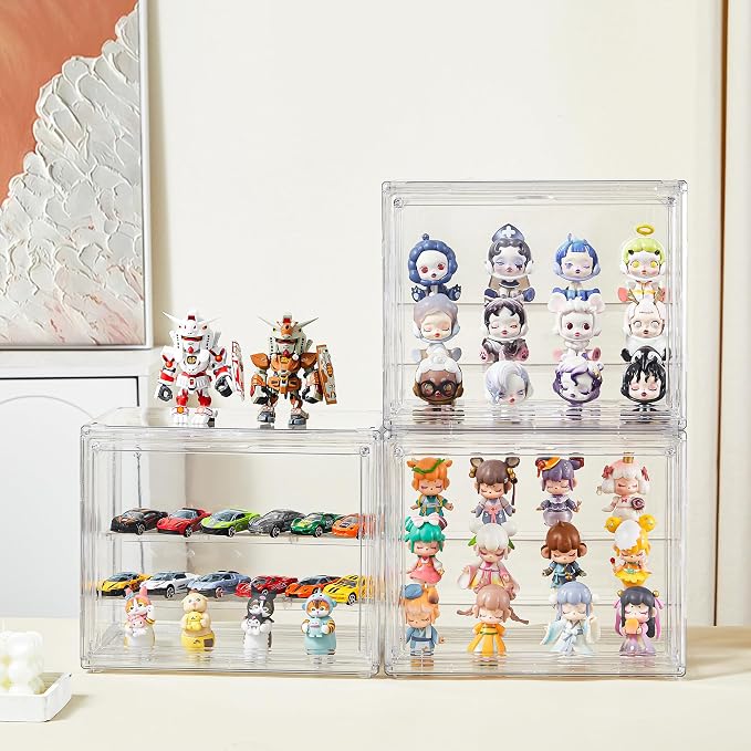 Clear Acrylic Display Case, 4 Pack 3 Tier Adjustable Display Box Stand - Image 5