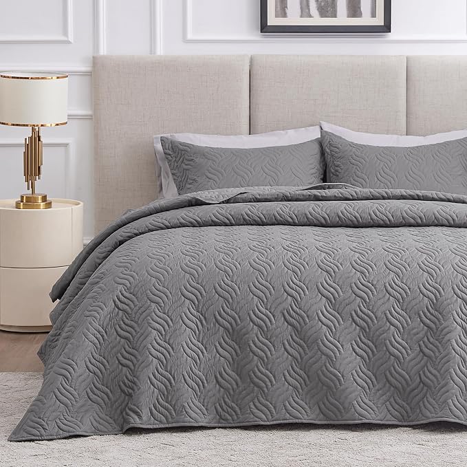 Love's cabin Twin Quilt Bedding Set Grey Bedspreads by Lovescabin