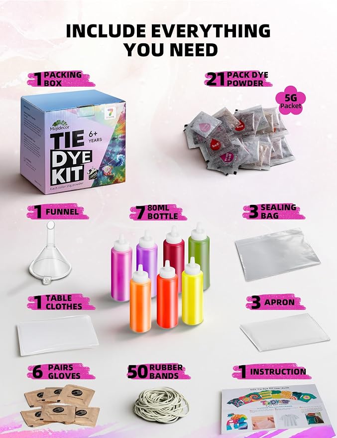 Tie Dye Kit - 7 Pastel Shades All in One Tie Dye Kits - Image 3