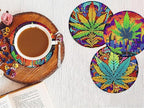 8 PCS Leaves Diamond Art Coasters Kits Diamond Painting Coaster | Diamond - Image 6